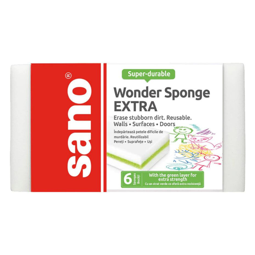 SANO Gąbka Kuchenna Miracle Sano Sushi Wonder do Mycia Bez Detergentów - Opakowanie 6szt.