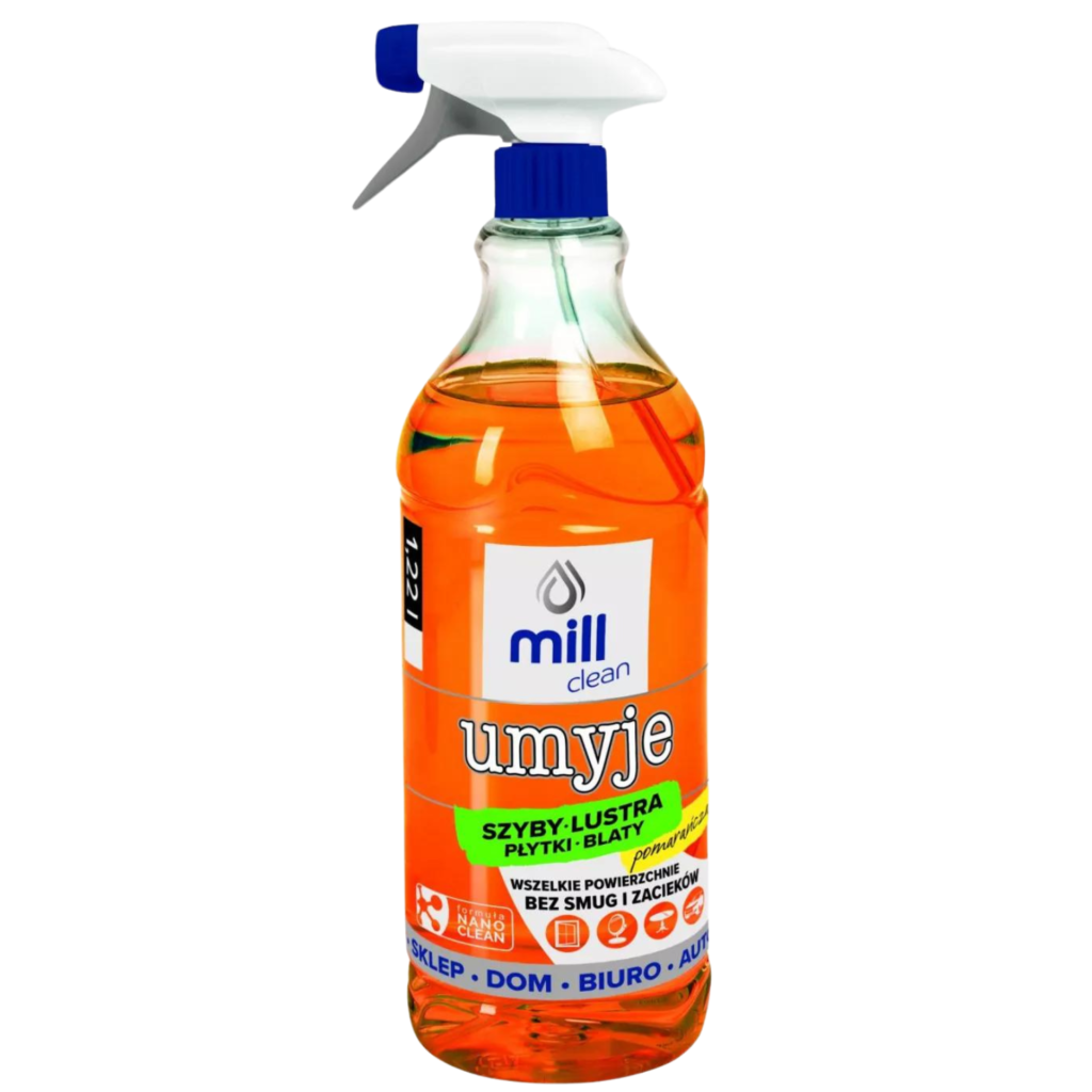 MILL clean UMYJE – płyn do mycia szyb, luster, glazury - Pomarańcza - Opakowanie 1,22l