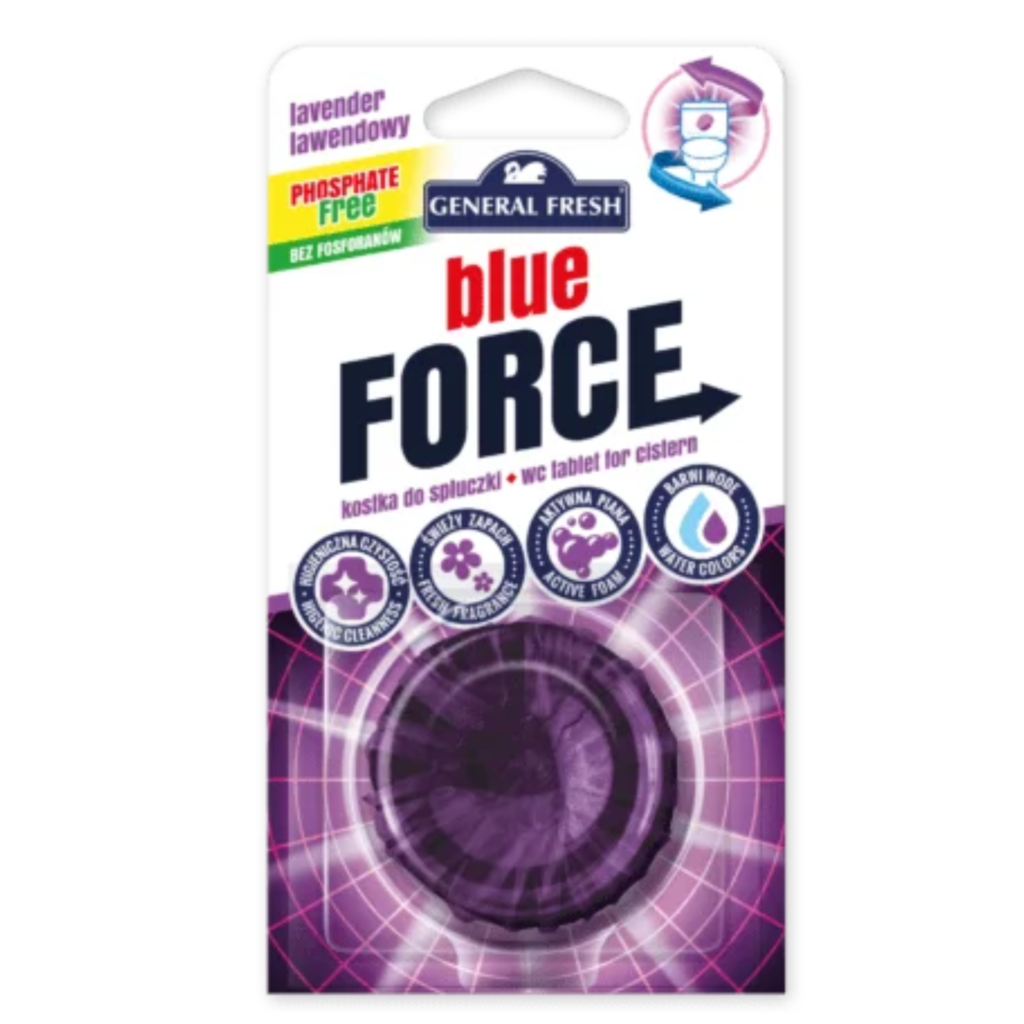 General Fresh Okrągła Kostka do Spłuczki – BLUE FORCE - Lawenda - Opakowanie 40g