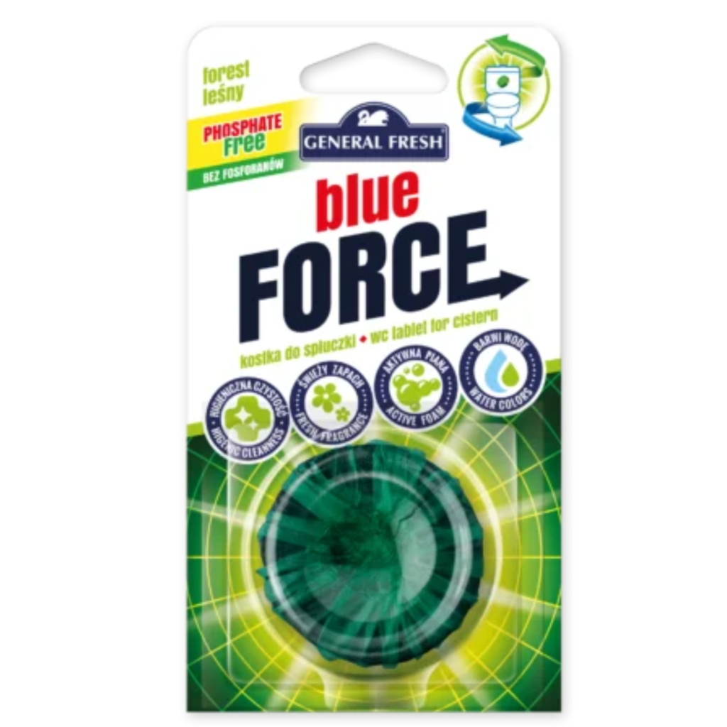 General Fresh Okrągła Kostka do Spłuczki – BLUE FORCE - Leśny - Opakowanie 40g