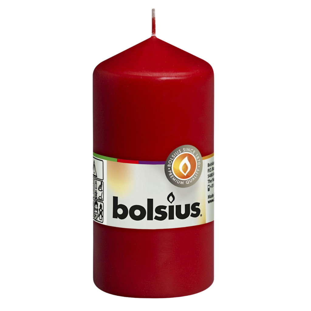 Bolsius Pieńkowa 120/58 - Opakowanie - 1 szt. - Ean Kartonu 8717847026521 - kolor CZERWONY