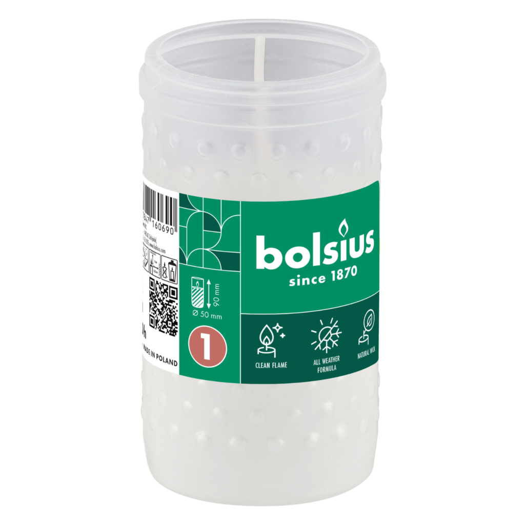 Bolsius wkład parafinowy do zniczy RP1 - 90/50mm. - czas palenia 20h. - 1 dni