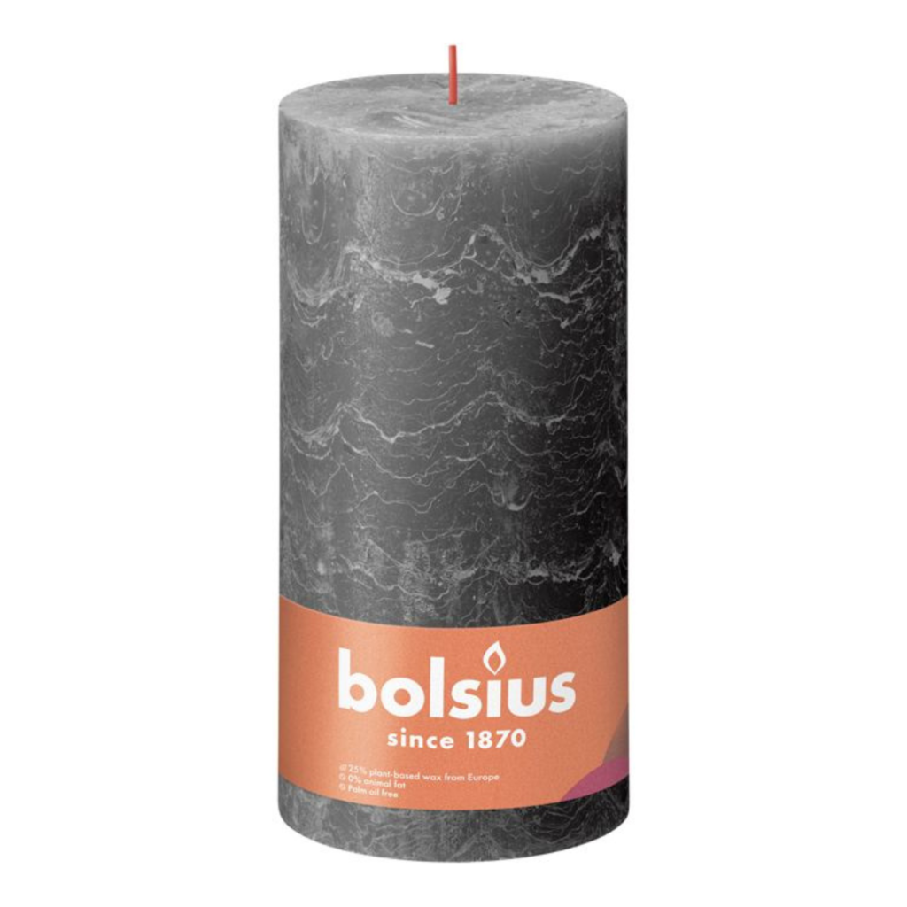 Bolsius Świeca Rustic Shine XXL 200/100 - Opakowanie - 1 szt. - Ean Kartonu 8717847150219 - kolor BURZOWY SZARY