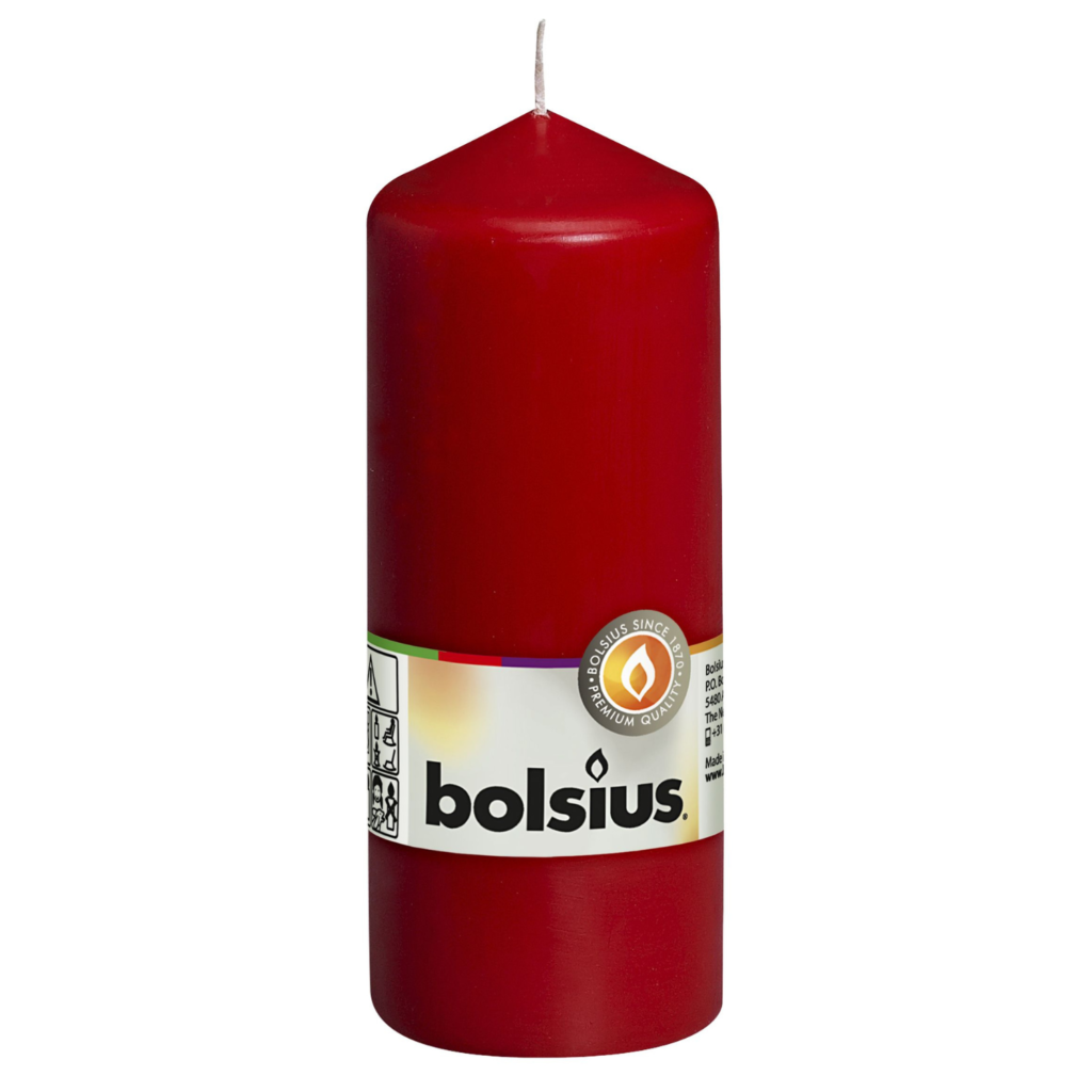 Bolsius Świeca Pieńkowa 150/58 - Opakowanie - 1 szt. - Ean Kartonu 8717847026644 - kolor CZERWONY