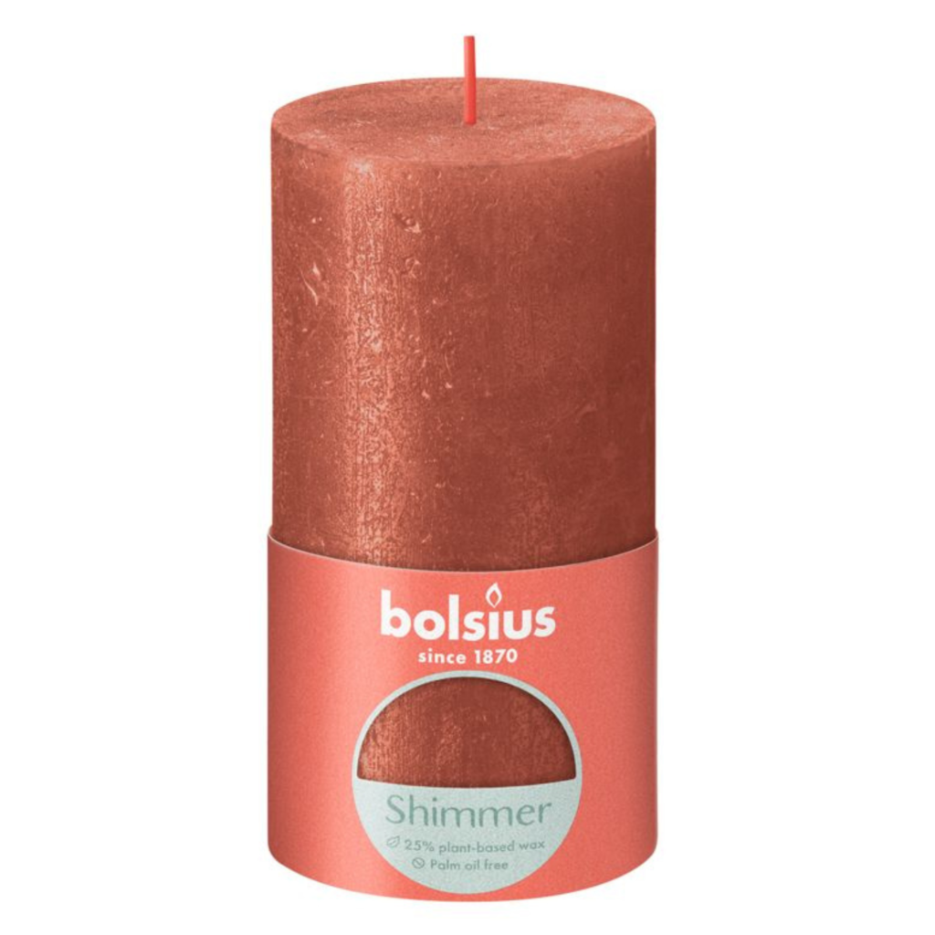 Bolsius Świeca Rustic 130/68 Shimmer kolor / zapach bursztyn - Opakowanie - 1 szt.